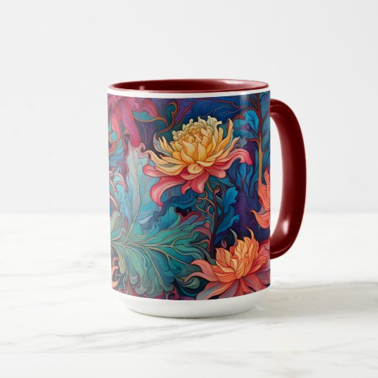 Dahlia Floral Tapestry Tasse (VorderseiteRechts)