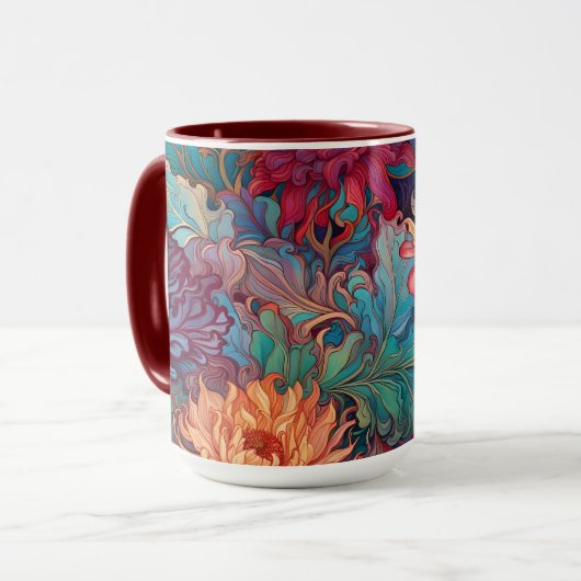 Dahlia Floral Tapestry Tasse (Vorderseite Links)