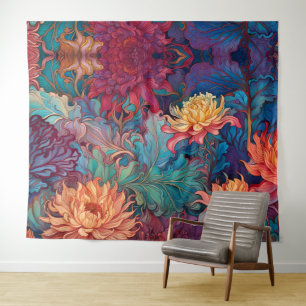 Dahlia Floral Tapestry Wandteppich