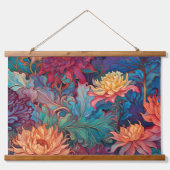 Dahlia Floral Tapestry Wandteppich Mit Holzrahmen (Vorne)