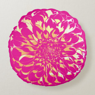 Dahlia flower bright pink pillow  rundes kissen