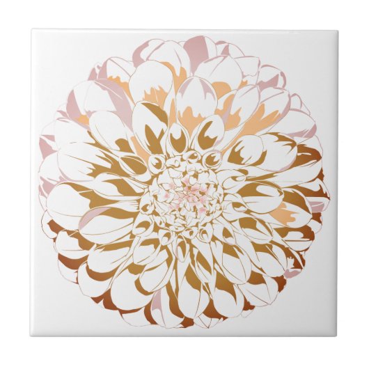Dahlia flower ceramic accent tile - sepia tones fliese (Vorderseite)