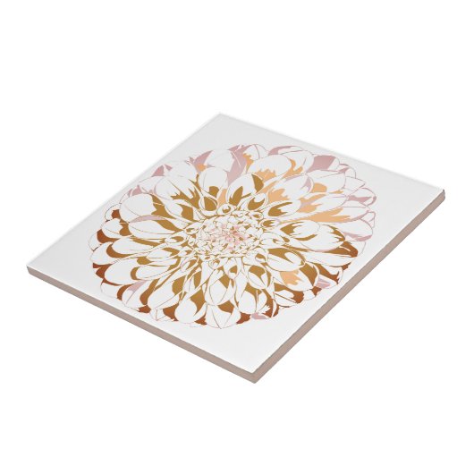 Dahlia flower ceramic accent tile - sepia tones fliese (Seite)