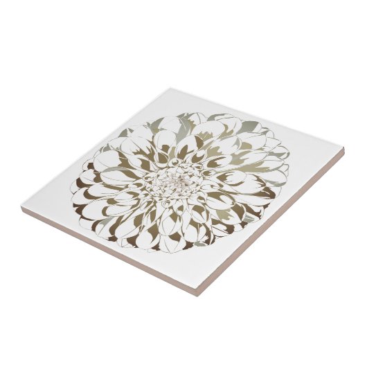 Dahlia flower ceramic tile - brown tones fliese (Seite)