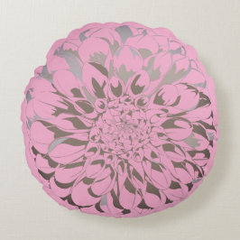 Dahlia flower pastel pink pillow  rundes kissen
