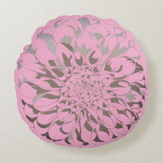 Dahlia flower pastel pink pillow  rundes kissen