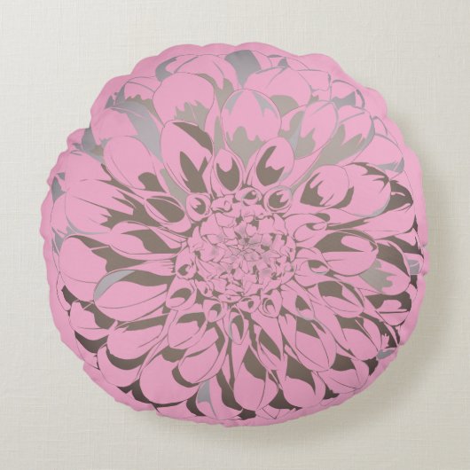 Dahlia flower pastel pink pillow  rundes kissen (Vorderseite)