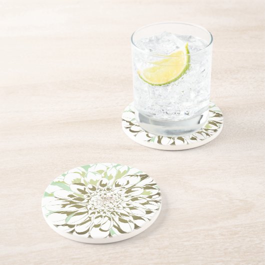 Dahlia flower stone coaster - round getränkeuntersetzer (Seite)