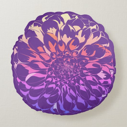 Dahlia flower violet pillow  rundes kissen (Vorderseite)