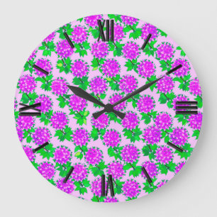 Dahlia flowers in violet and orchid große wanduhr