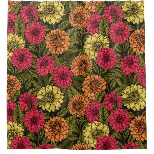 Dahlia Garden Duschvorhang (Vorderseite)