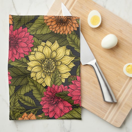 Dahlia Garden Geschirrtuch (Viertel Falte)