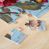 Dahlia Garden Mix on Blue Wood Puzzle (Seite)