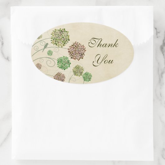 Dahlia Garden Wedding Danke Oval Sticker (Tasche)
