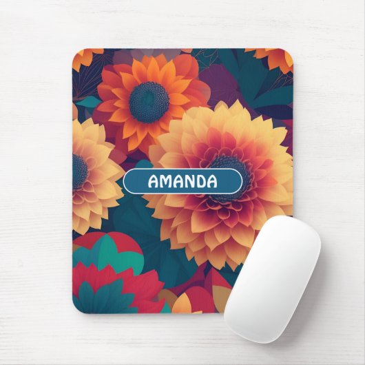 Dahlia Geometric Colorful Personalisiert Pattern Mousepad (Mit Mouse)