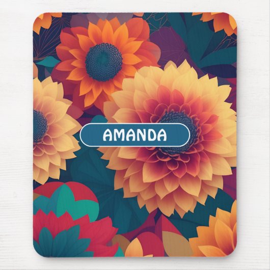 Dahlia Geometric Colorful Personalisiert Pattern Mousepad (Vorne)