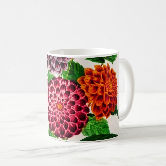 Dahlia illustriert kaffeetasse (VorderseiteRechts)