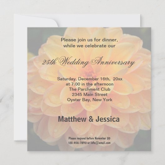 Dahlia-Jahrestag Einladung (Vorderseite)