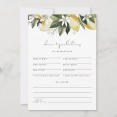 DAHLIA Lemon Baby Advice and Predictions Card Einladung (Vorderseite)