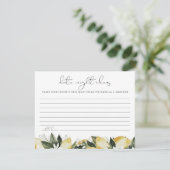 DAHLIA Lemon Citrus Datum Night Ideen Kartenspiel Begleitkarte (Stehend Vorderseite)