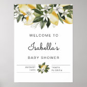Dahlia - Lemon Citrus Floral Baby Dusche Willkomme Poster (Vorne)
