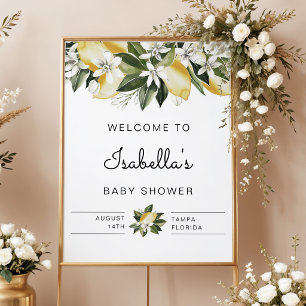 Dahlia - Lemon Citrus Floral Baby Dusche Willkomme Poster