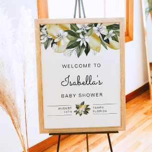 Dahlia - Lemon Citrus Floral Baby Dusche Willkomme Poster