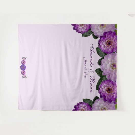 Dahlia Lila Lavender Floral Wedding Background Wandteppich (Vorderseite (Horizontal))