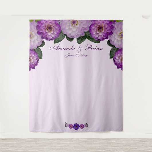 Dahlia Lila Lavender Floral Wedding Background Wandteppich (Vorderseite)
