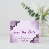 Dahlia Lila Lavender Lilac Floral Save the Date Postkarte (Stehend Vorderseite)