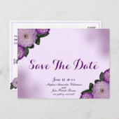 Dahlia Lila Lavender Lilac Floral Save the Date Postkarte (Vorne/Hinten)
