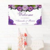 Dahlia Lila Lavender Lilac Floral Wedding Banner (Insitu)