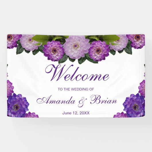 Dahlia Lila Lavender Lilac Floral Wedding Banner (Horizontal)