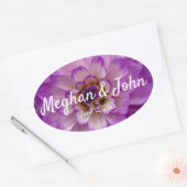 Dahlia Lila Lavender Lilac Floral Wedding Ovaler Aufkleber (Umschlag)