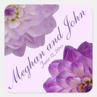 Dahlia Lila Lavender Lilac Floral Wedding Quadratischer Aufkleber