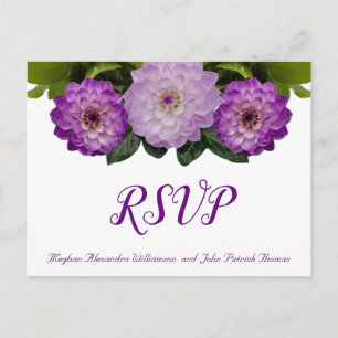Dahlia Lila Lavender Lilac Floral Wedding RSVP Postkarte