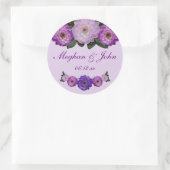 Dahlia Lila Lavender Lilac Floral Wedding Runder Aufkleber (Tasche)