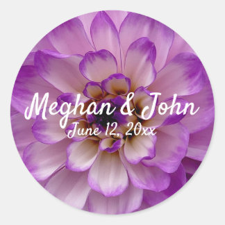 Dahlia Lila Lavender Lilac Floral Wedding Runder Aufkleber