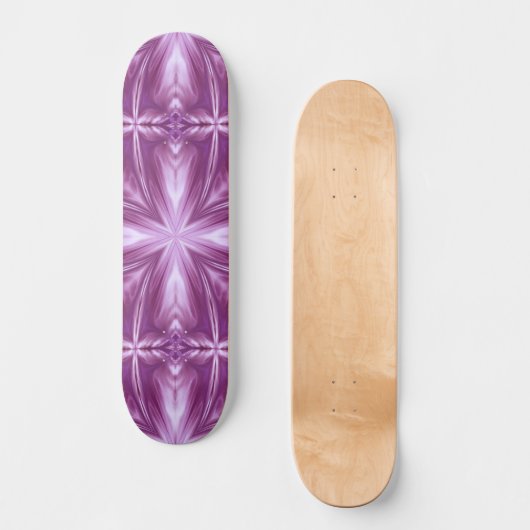 Dahlia Lila Milchweiße Wolken Abstraktes Muster Skateboard (Vorderseite)