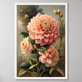 Dahlia-Malerei: Blume Blossom im klassischen Stil Poster