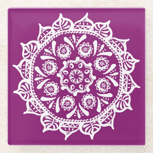 Dahlia Mandala Glasuntersetzer (Vorderseite)