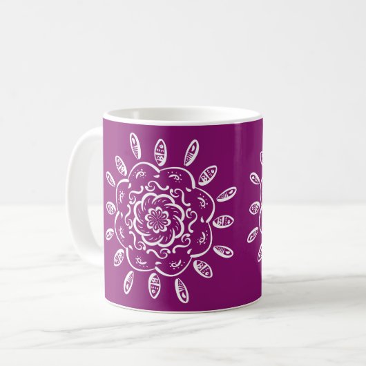 Dahlia Mandala Kaffeetasse (Vorderseite Links)