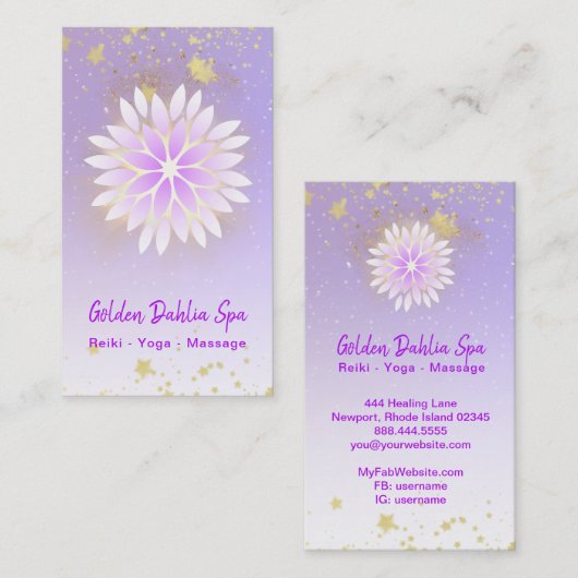 *~* Dahlia Mandala Pastel Lavender Pink AP2 Visitenkarte (Vorne/Hinten)