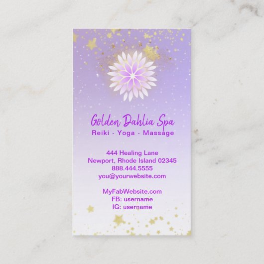 *~* Dahlia Mandala Pastel Lavender Pink AP2 Visitenkarte (Rückseite)