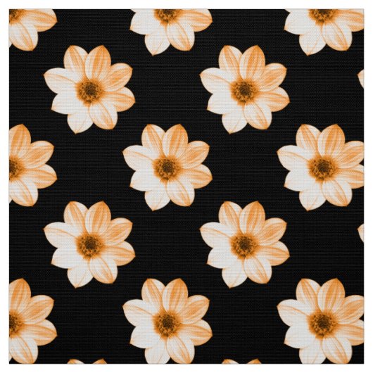 Dahlia Muster - Lt Orange auf schwarz Stoff (Muster)