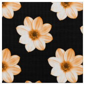 Dahlia Muster - Lt Orange auf schwarz Stoff (Nahaufnahme)