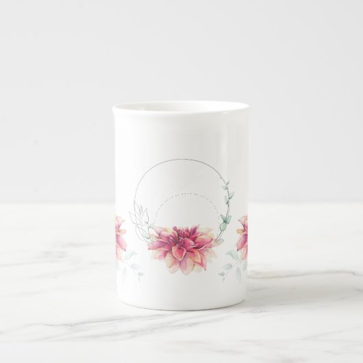 Dahlia Mystique Watercolor Bone China Tasse (Vorderseite)