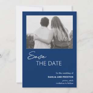 Dahlia Navy Blue Moderne Hochzeit Save The Date