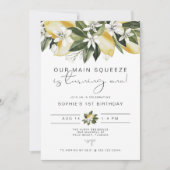 DAHLIA Niedlich Watercolor Lemon Einladung (Vorderseite)