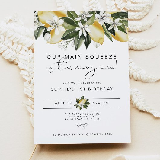 DAHLIA Niedlich Watercolor Lemon Einladung